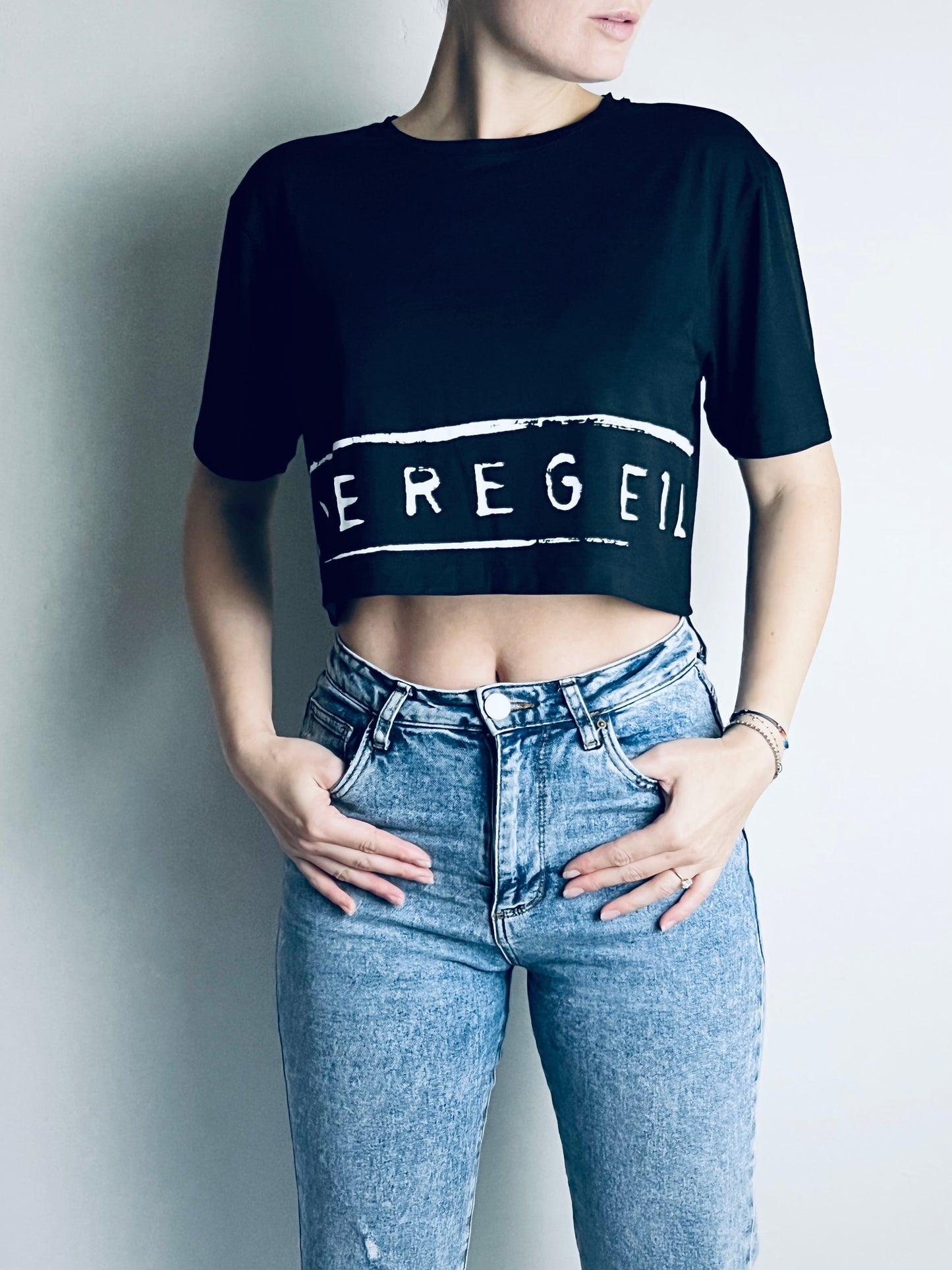 Crop Top white w/ big print
