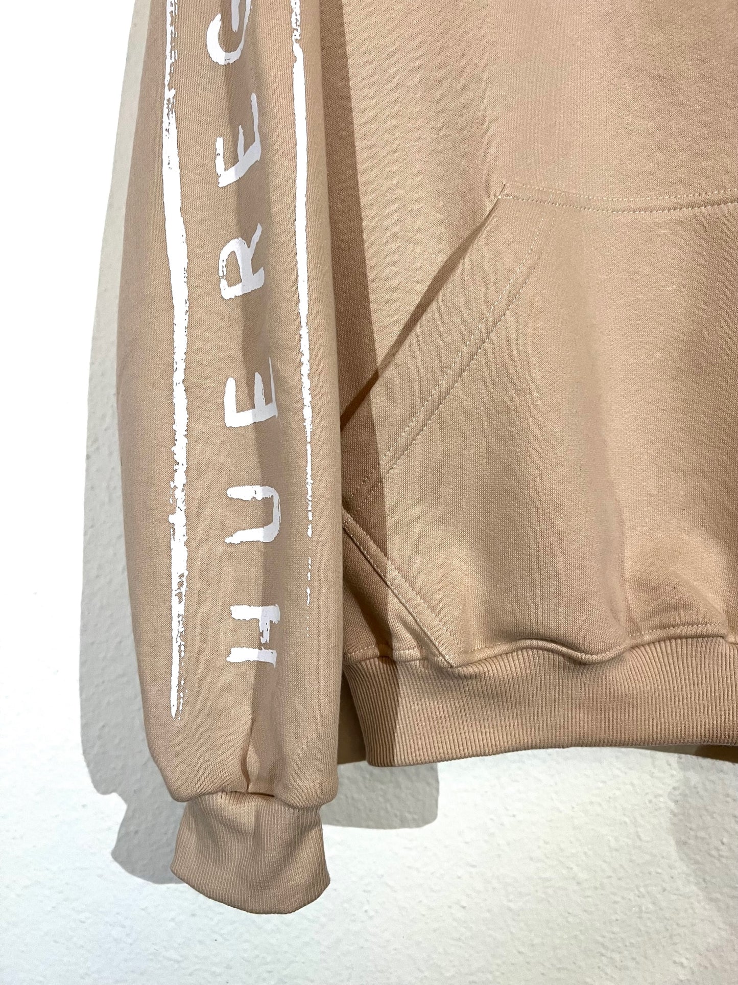 Hoodie Beige w/ arm print