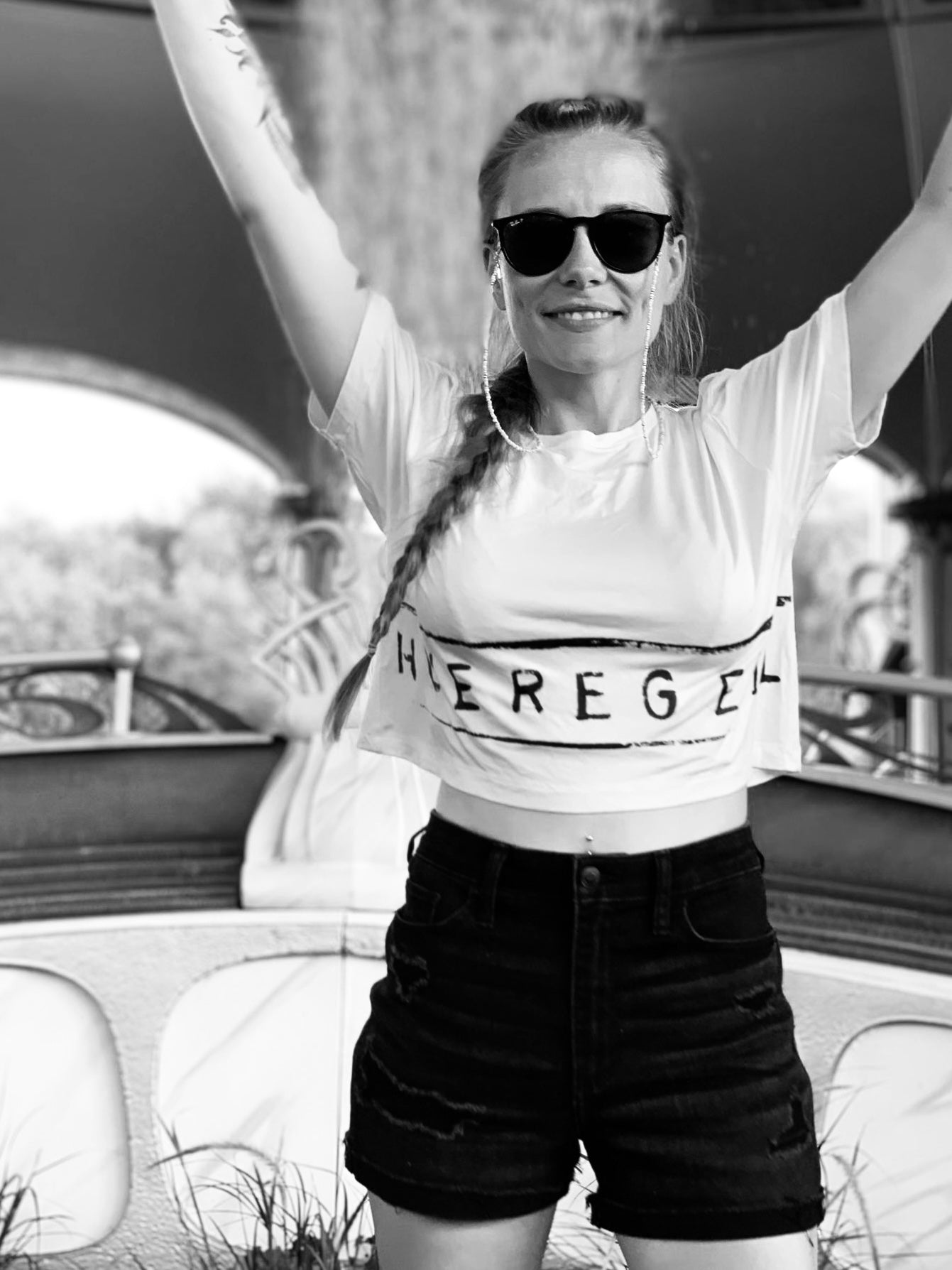 Crop Top white w/ big print