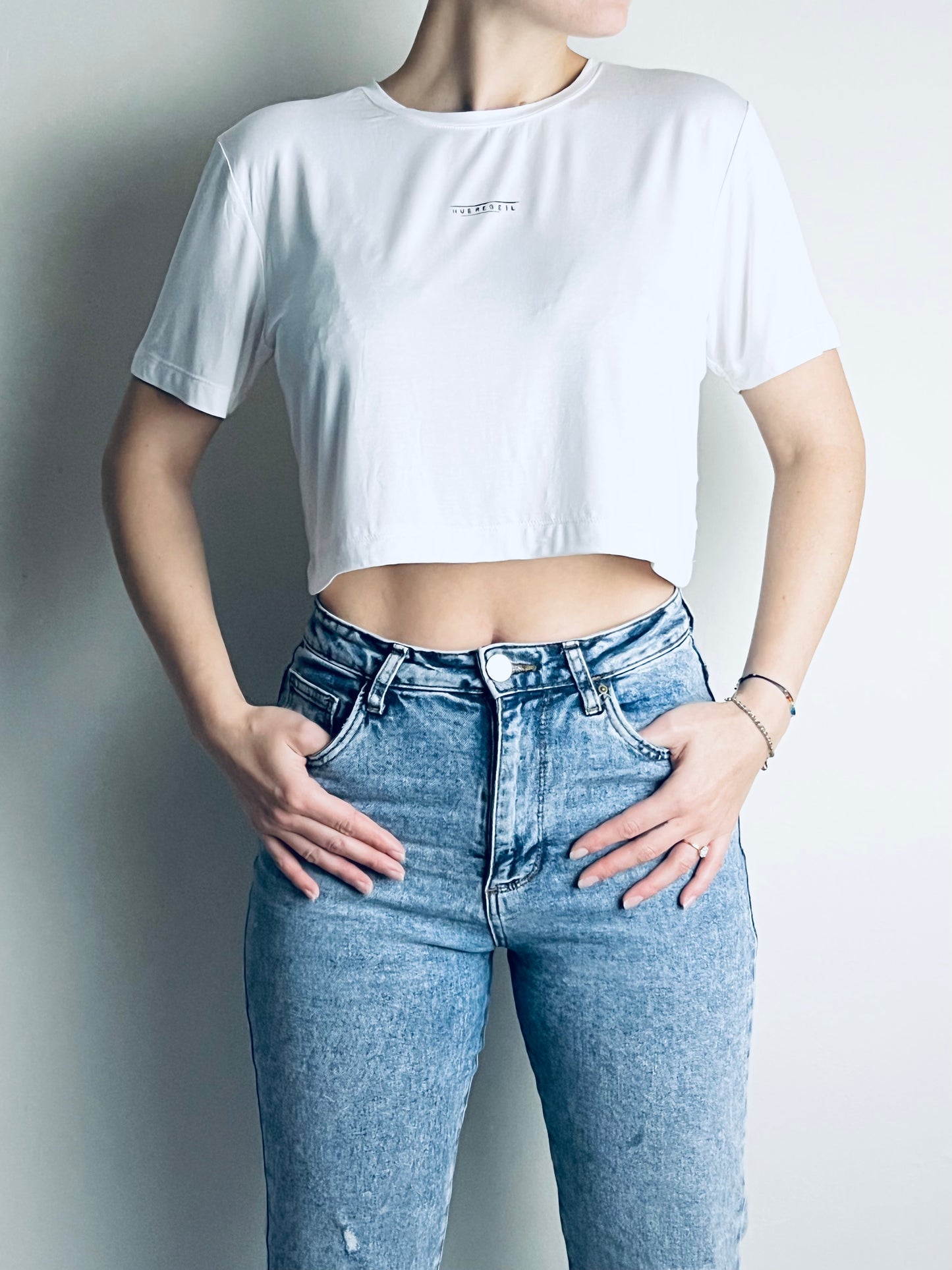 Crop Top white w/ mini print