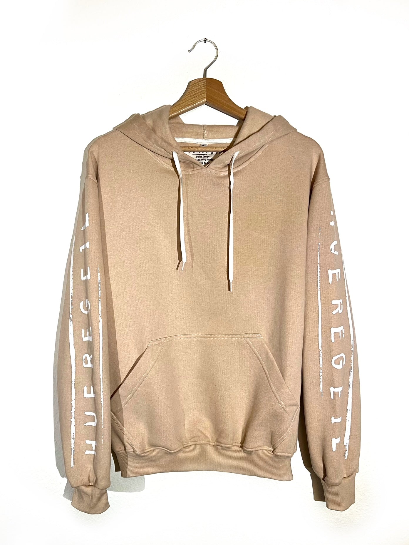 Hoodie Beige w arm print